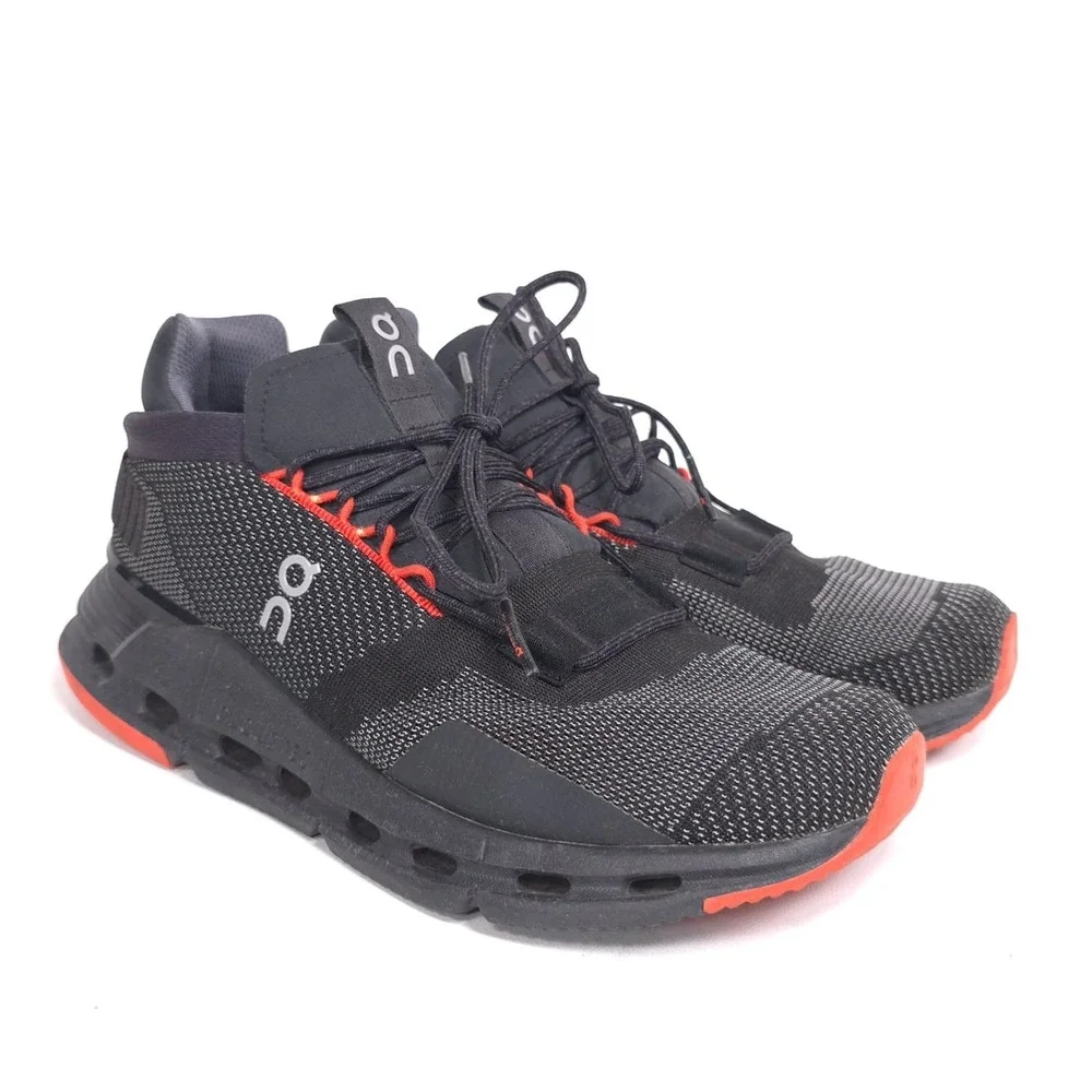 ON CLOUDNOVA Running Shoes Men's US 7.5 EU 40.5 Athletic Sneakers Black & Orange